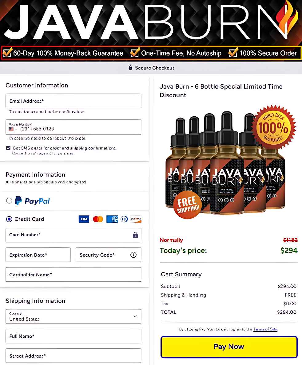 Java Burn Secure Checkout Page